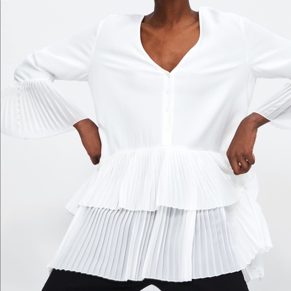 zara ruffled pleated top